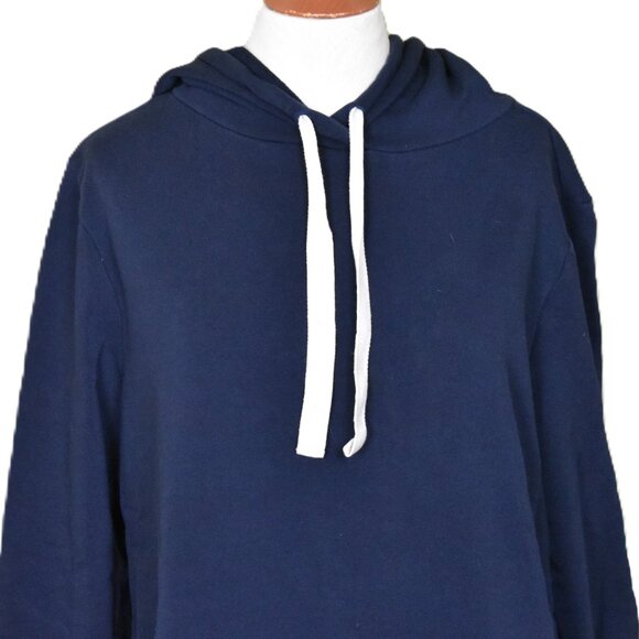 LOFT Hoodie XL Navy Blue Long Sleeve Cotton Blend Draw String - Picture 2 of 5